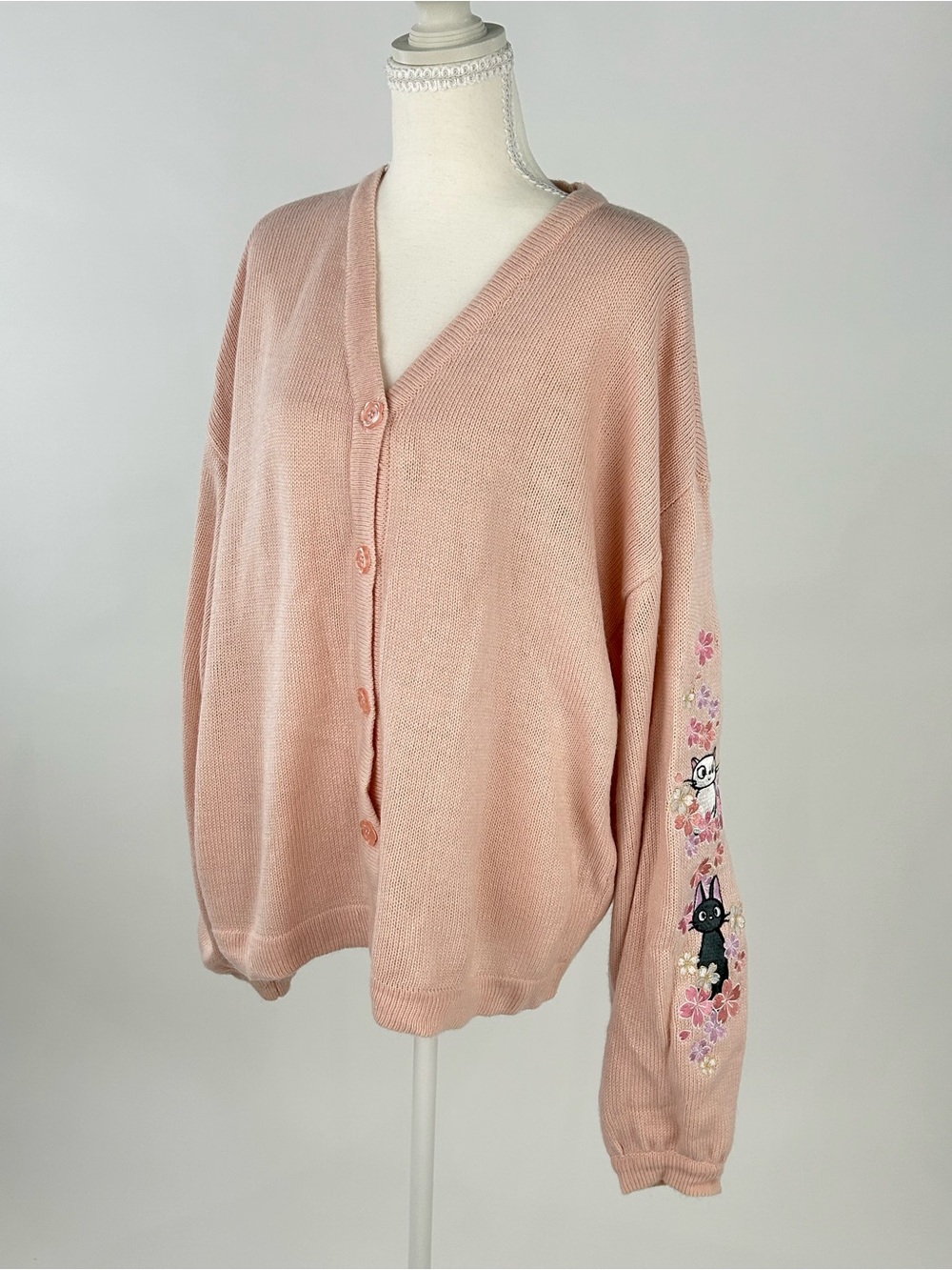 Her Universe Kiki’s Delivery Service Jiji Lily Cardigan Pink XL Studio Ghibli